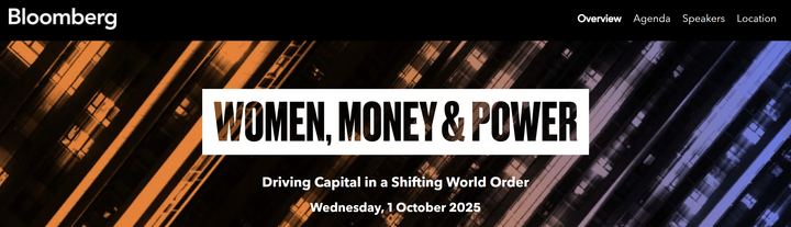 Markets | Leadership] Bloomberg Women, Money & Power 2025 event in London (Oct 1, 2025)